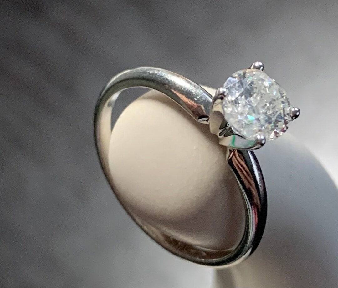 GOLD 14k 0.75 Carat Ct Diamond White Gold Vintage Ring Jewelry ...