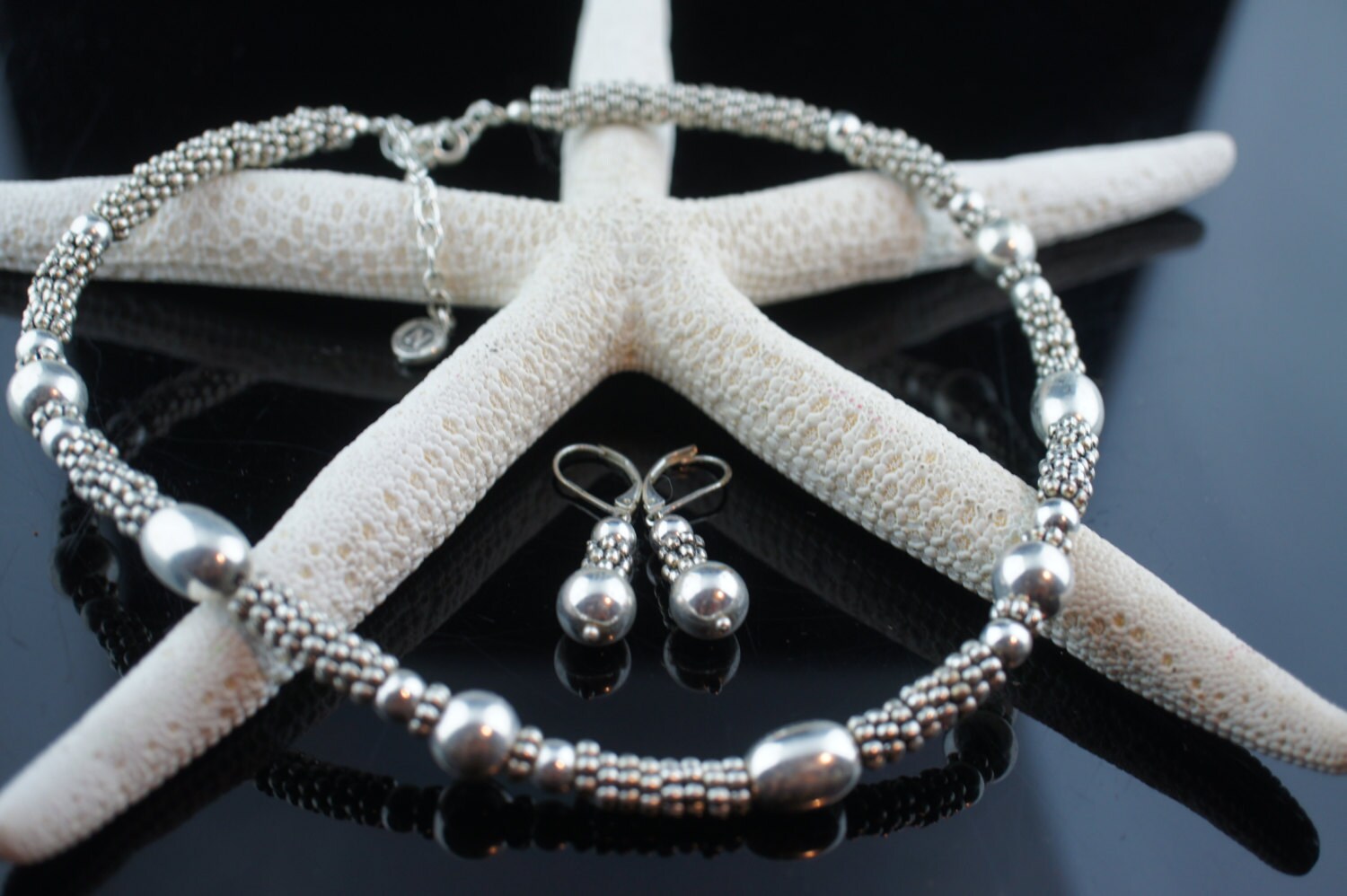 希少！Napier ネックレス Vintage Napier Est.1922 Necklace Set Earrings Beads Beaded Silver