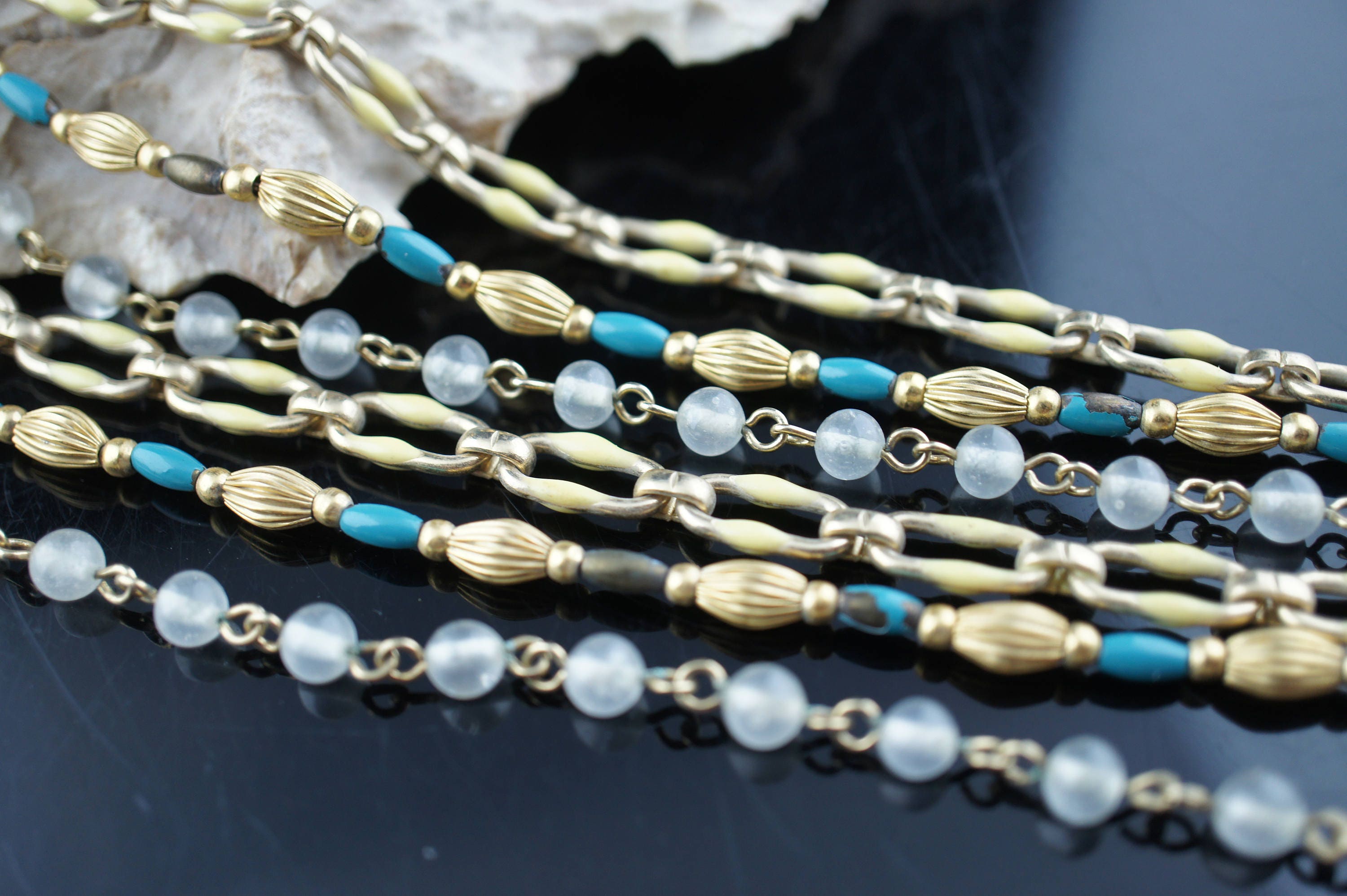 Vintage Art Deco necklace necklaces chain set 3 necklaces Etsy