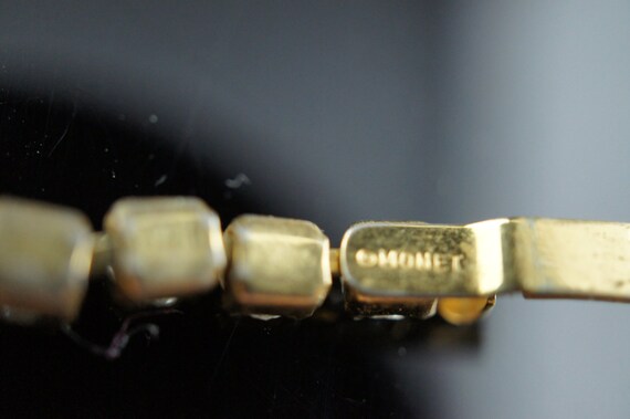 Vintage Art Deco Monet Bracelet  gold tone Cubic … - image 5