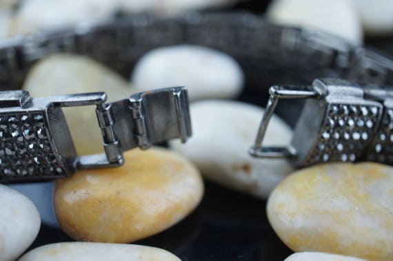 Vintage Bracelet Swarovski Cz Hhematite Art Deco Jewelry