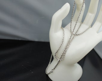 Bijou Argent Vintage Maille Déco Collier Chaîne En Argent Massif 925 - Maille Art Nouveau, Style Déco Simple, Occasion Collier Argent Fin Maille Ornée