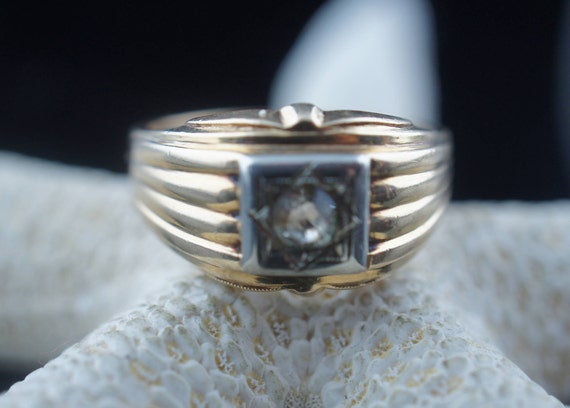 Vintage  Solid 14k Solid Gold Ring  gemstone sign… - image 2