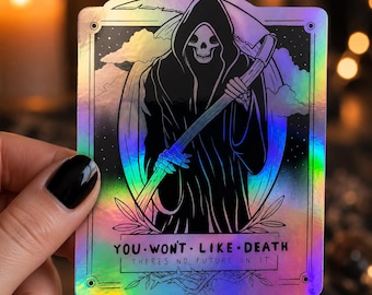 Pegatina holográfica estilo Tarot de la Muerte