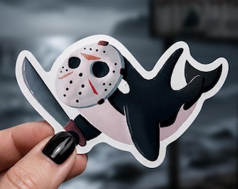 Killer Whale Horror Sticker | Masked Orca Slasher Vinyl Decal