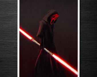 Póster de Ghostface del lado oscuro / Póster de arte de terror y ciencia ficción