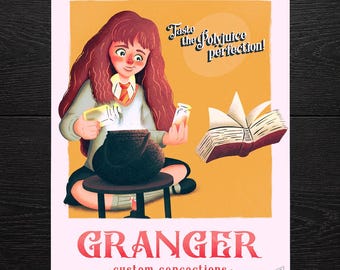 Granger Custom Concoctions Magical Potion Parody Art Print, Fantasy Wizard School Wall Decor