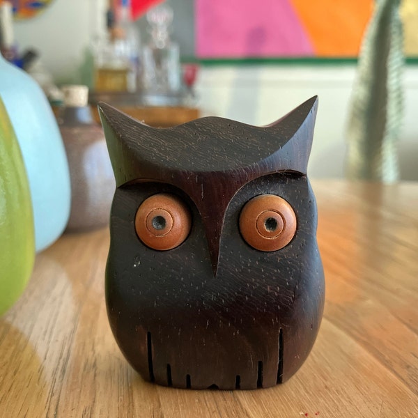 Wooden Small Owl Figurine | Gift for Owl Collector