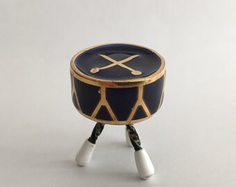 Limoges France cobalt blue porcelain drum, vintage, collectibles