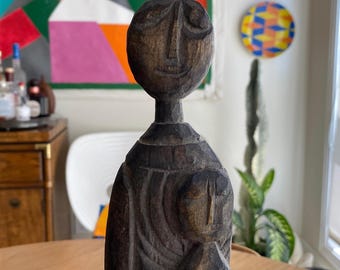 Vintage Tall Wooden Religious Wall Hanging