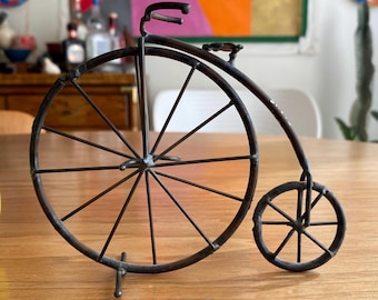 Small Metal High-Wheel Bicycle Sculpture, Davis Apple
