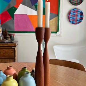 Tall Wooden Candlestick Holders / Modern Home Decor / Candlelight Dinner Ideas