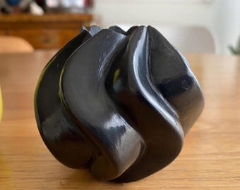Small Polished Blackware Swirl Pot attributed to Gabriel Gonzales Jemez Pueblo NM