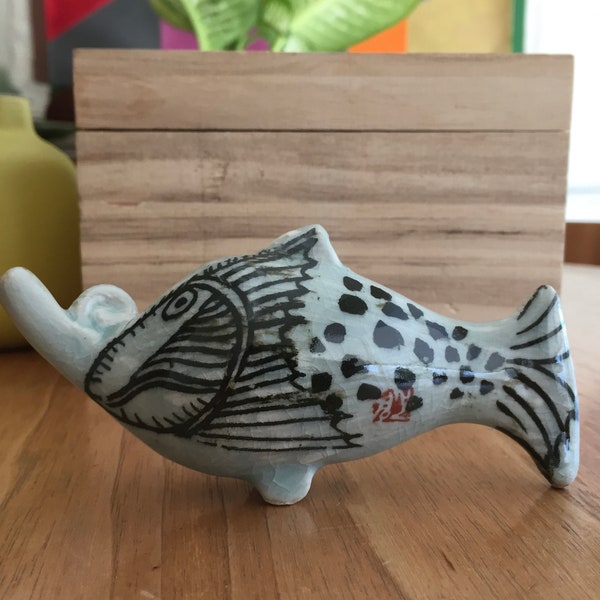Vintage Calligraphy Water Dropper Fish Shape