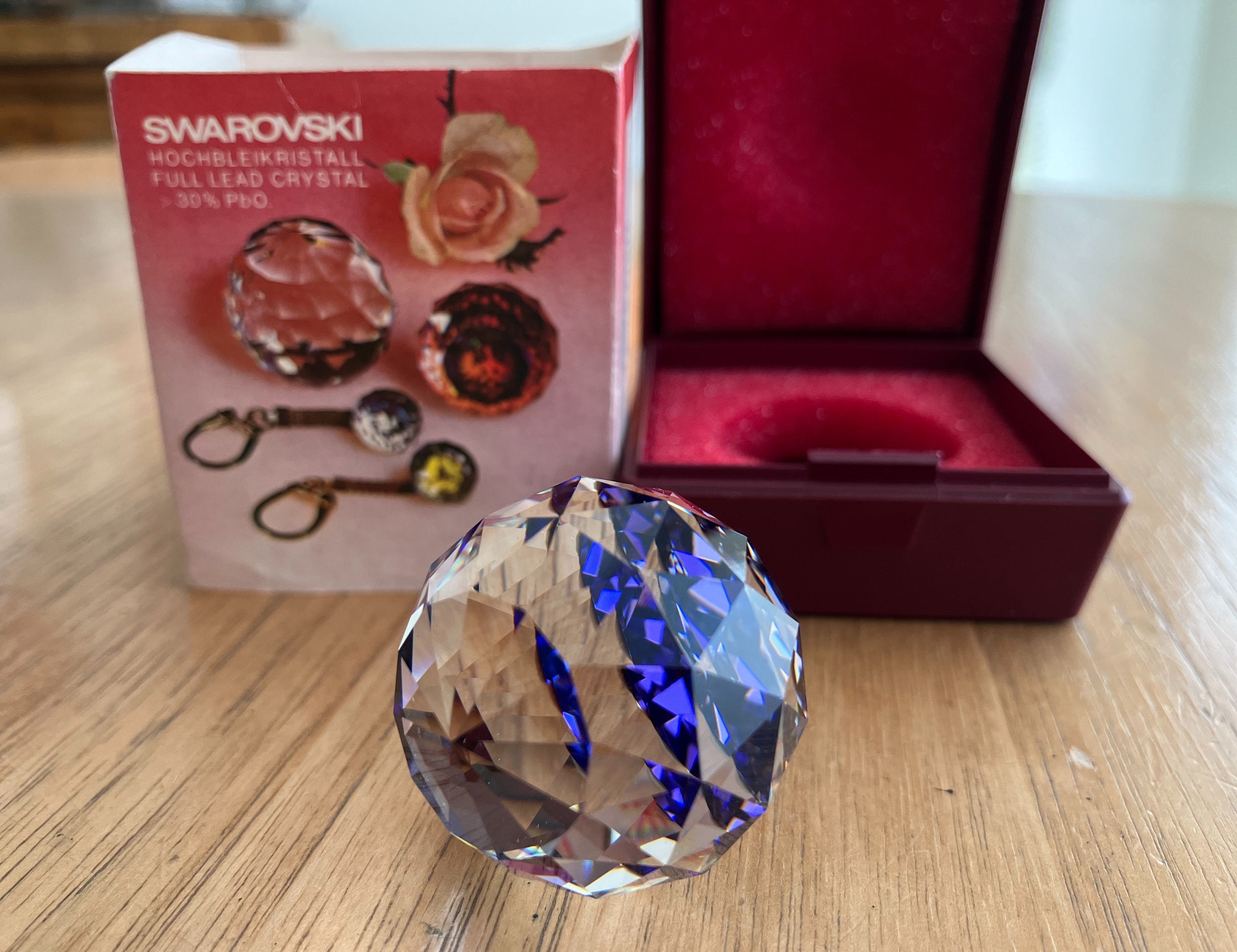 Round Faceted Swarovski Crystal in Original Box / Home
