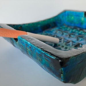 Rimini Blue Ceramic Bitossi Ashtray Aldo Londi