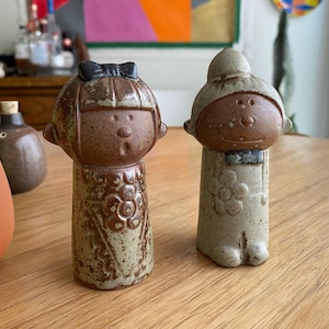 Boy & Girl Salt Pepper Shakers, Ceramic Collectible Japan Kitchen Decor