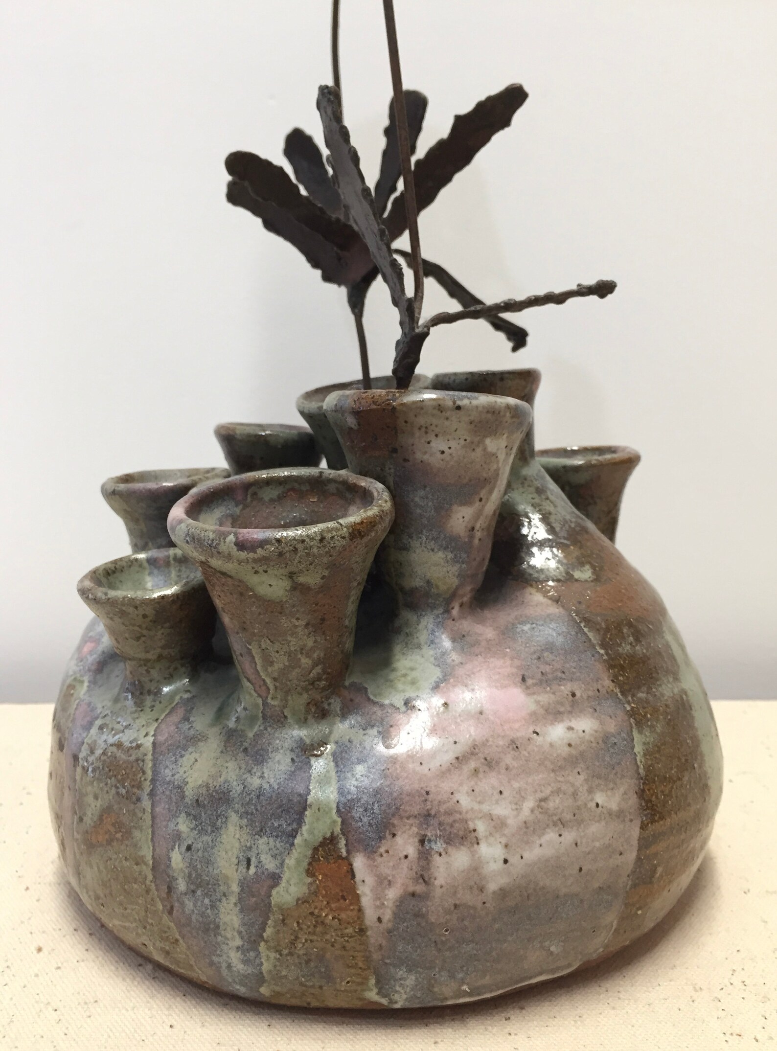 Multi Spout Vase Metal Flowers Vintage Hand Thrown Etsy Australia