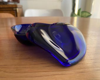 Vintage Tiffany & Co. Cobalt Blue Glass Heart Shape Trinket Box, Elsa Perreti