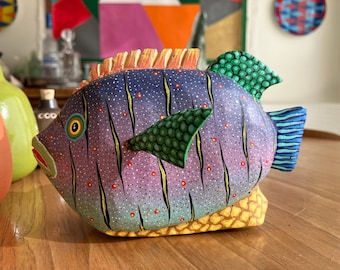 Vintage Handcrafted Alebrije Fish by Elvis Castillo Oaxaca MX