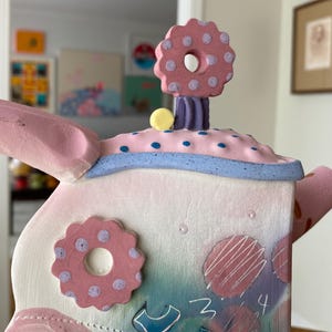 Decorative Ceramic Teapot Sculpture by Madeline Kaczmarczyk / Whimsical Studio Pottery Art