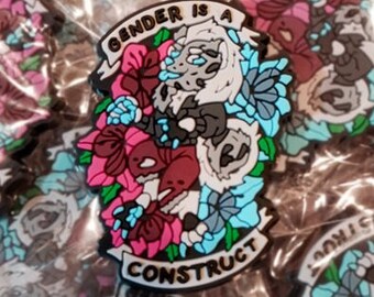 Gender is a Construct PVC Rubber Keychain