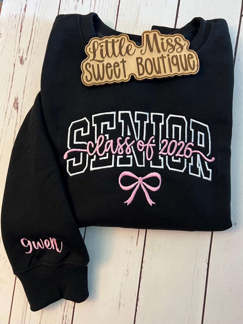 Spring Graduation Sweater Embroidered Senior 2026 Sweater | Senior Bow Sweater | Senior Crewneck ...