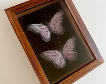 Faux Framed Lavender Butterflies in Shadowbox