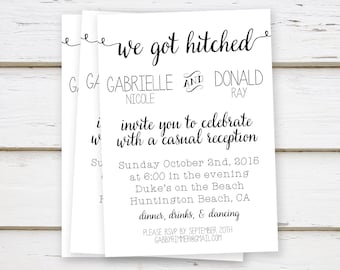 printed elopement reception invitations we said i do we did etsy