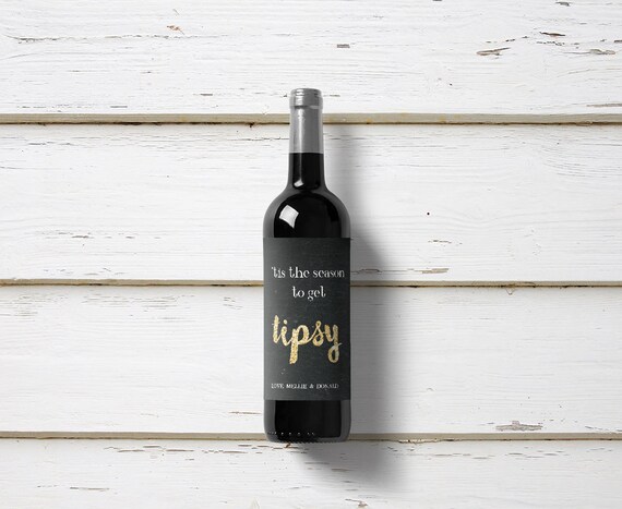 Printable Customized Wine Bottle Label, Tis the Season, Tipsy, Christmas, Xmas, Gift for Her, Gift for Couple, Just Married, Funny, MB067 Il_570xn