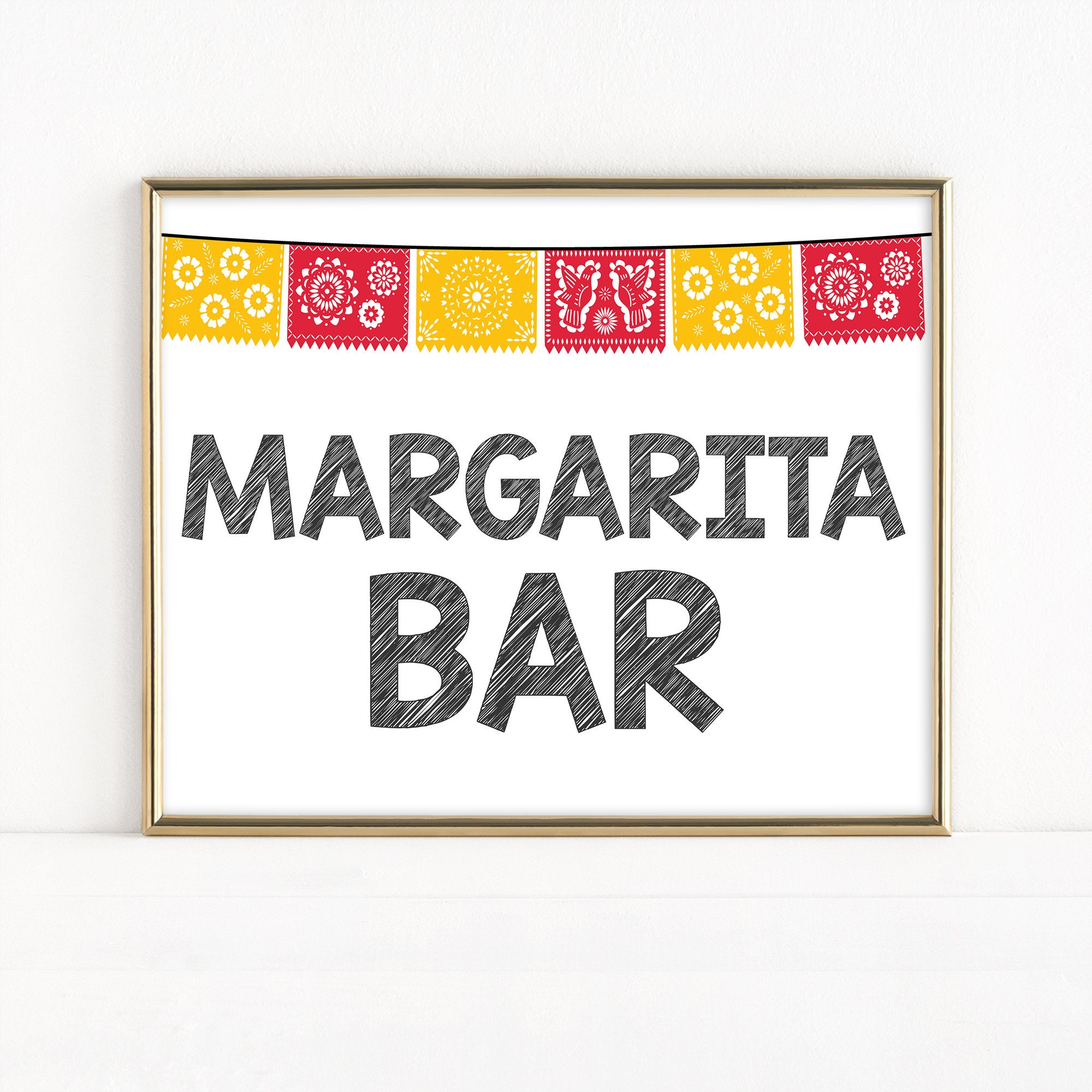 Printable Cinco de Mayo Margarita Bar Signal, Fiesta Get together photo regarding Papel Picado Printable called Printable Cinco de Mayo Margarita Bar Indicator, Fiesta Celebration