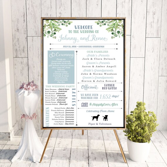 Large Format Fun Infographic Wedding Sign Unique Wedding Program
