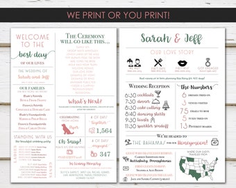 Fun Infographic Wedding Program, Unique Wedding Program, Fun Program, Modern Program, Entertaining, Fun Facts, Printable or PRINTED, MB345