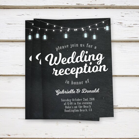 Printed Elopement Reception Invitations Elopement Announcement