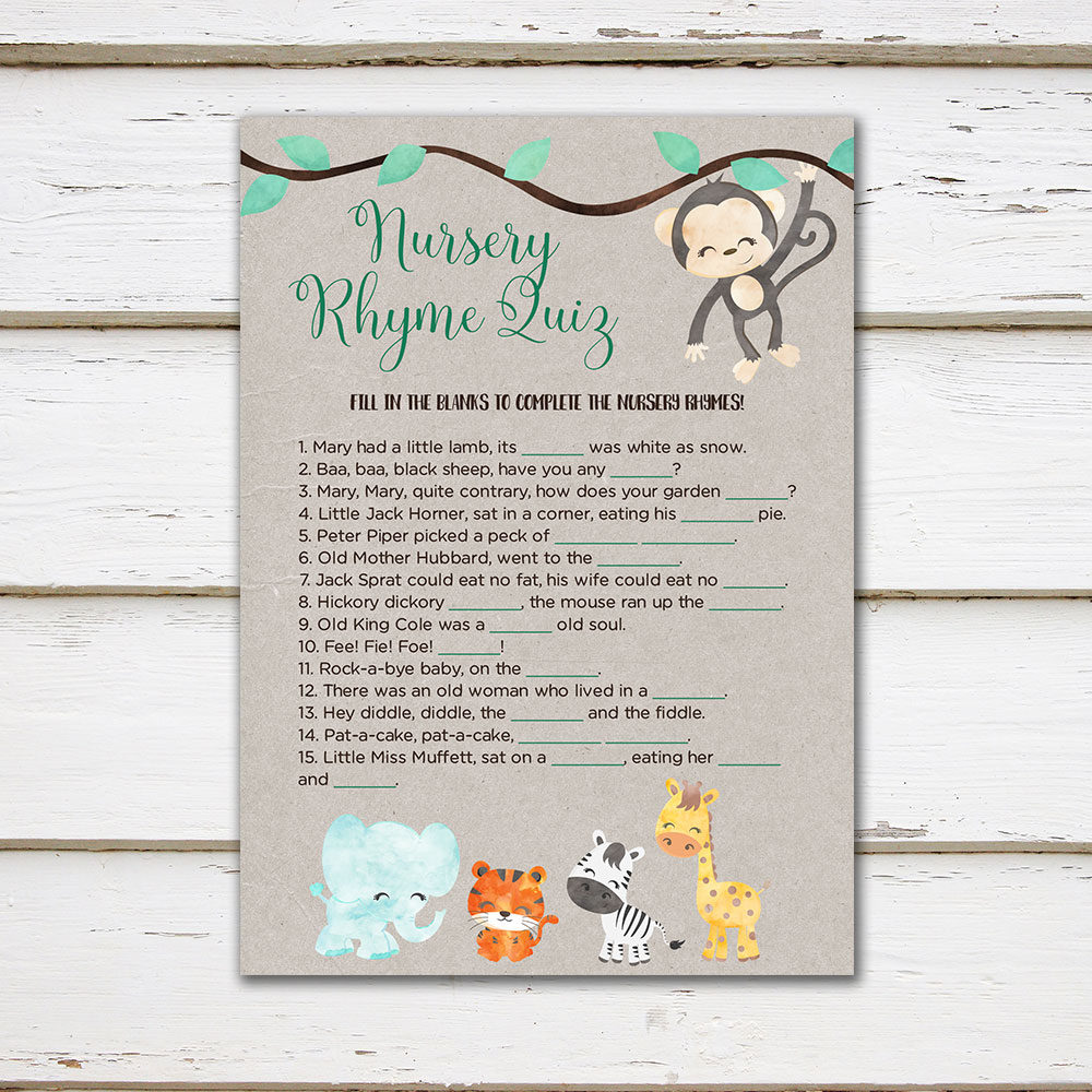 Printable Baby Shower Game Nursery Rhyme Quiz Fill In Blank Printable Baby Shower Game Nursery Rhyme Quiz Fill In Blank