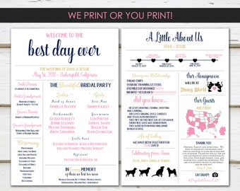 Fun Infographic Wedding Program, Unique Wedding Program, Fun Program, Modern Program, Entertaining, Fun Facts, Printable or PRINTED, MB236
