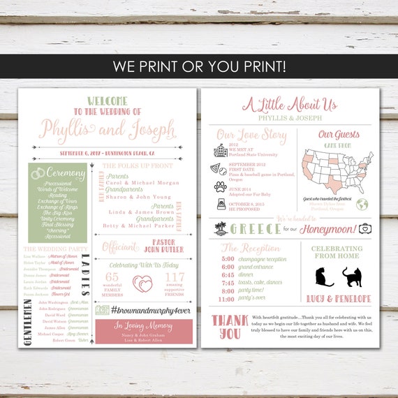 Fun Infographic Wedding Program Unique Wedding Program Fun