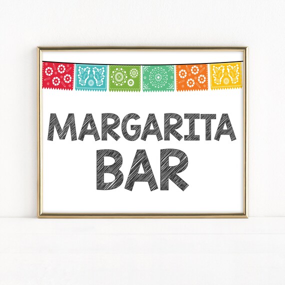 Printable Cinco de Mayo Margarita Bar Sign, Fiesta Party, Papel Picado, Margarita Bar Table Sign, Bar Table, Mexican Party, Shower, MB297 Il_570xn
