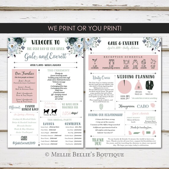 Fun Infographic Wedding Program Unique Wedding Program Fun Etsy