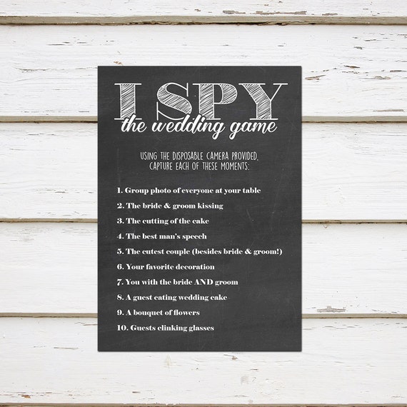 Printable Wedding Reception Game I Spy Wedding Game Etsy