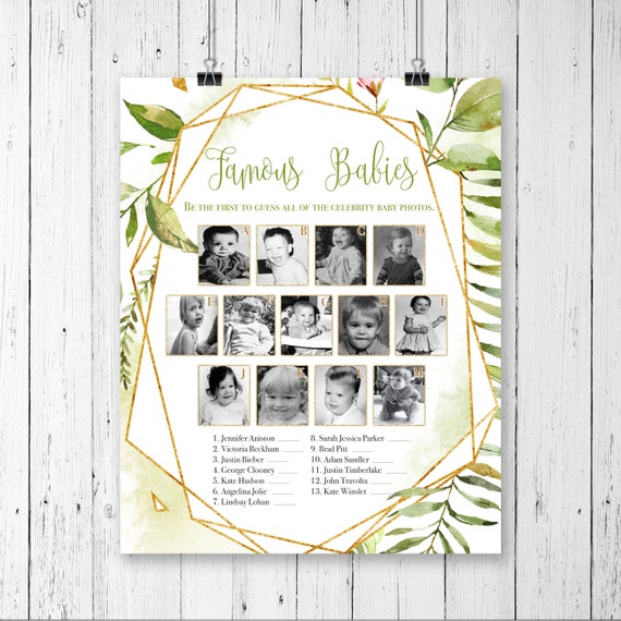 Printable Celebrity Babies Shower Game Famous Baby Pictures Spring