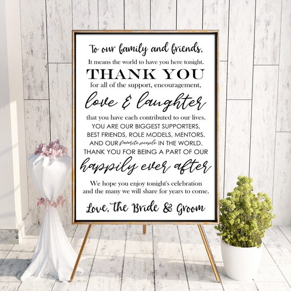 Printable Wedding Thank You Card, Thank You Sign, Thank You Poster, Display, Wedding Decor, Reception Decor, Thank You Easel, 16x20, MB241 Il_570xn