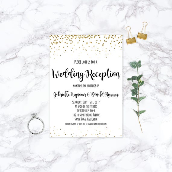 Printable Elopement Reception Invitation Wedding Reception
