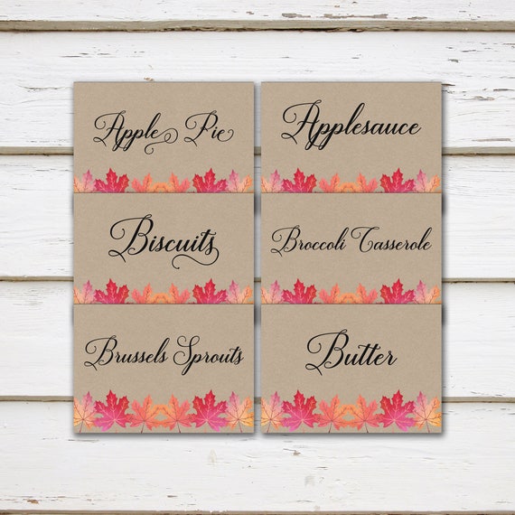 Printable Thanksgiving Food Cards Place Cards Filled In