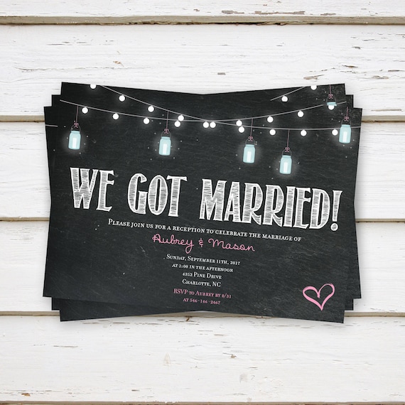 printed elopement reception invitations engagement party