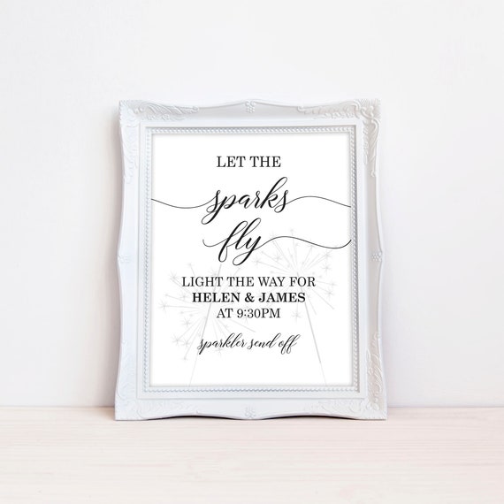 Printable Wedding Sparkler Sendoff Sign, Sparks Fly, Light the Way, Sparkler Wedding Time Sign, Personalized, Simple, MB246 Il_570xn