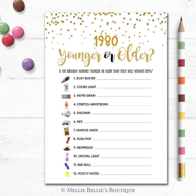 printable 40th birthday party game class reunion game 1980 etsy