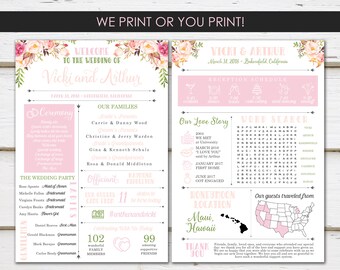 Fun Infographic Wedding Program, Unique Wedding Program, Fun Program, Modern Program, Entertaining, Fun Facts, Printable or PRINTED, MB335