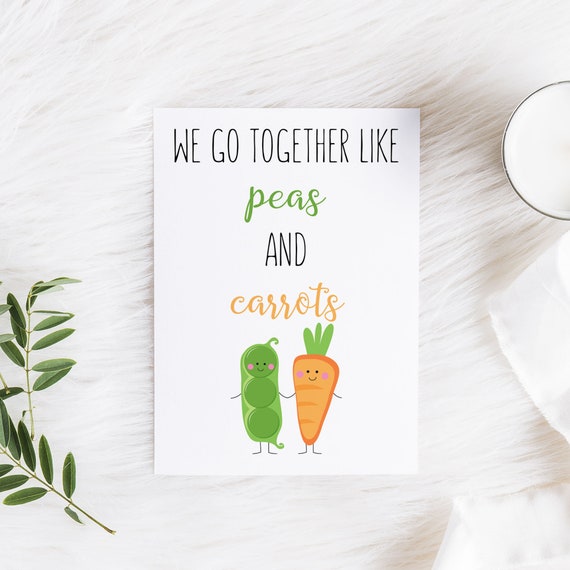 Printable Valentines Day Card for Husband, Boyfriend, Spouse, Girlfriend, Funny, Peas and Carrots, Perfect Pair, Digital, MB283 Il_570xn