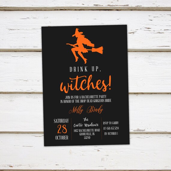 Printable Halloween Bridal Shower Invitation, Halloween Bachelorette, Hen Party, Halloween Bash, Booze, Boos, Girls, Ghouls Night, MB251 Il_570xn
